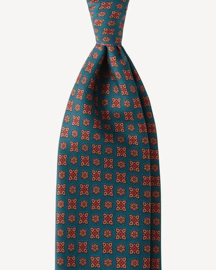 Viola Milano - Artisan Floral Handprinted Silk Tie - Green