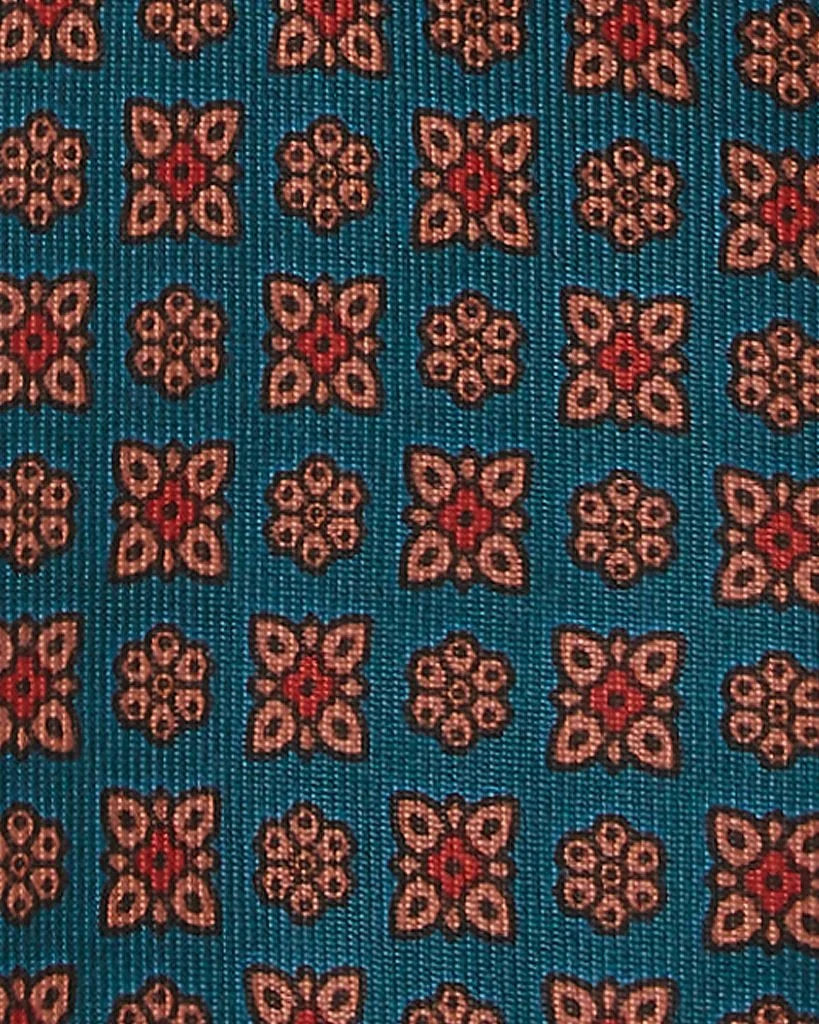 Viola Milano - Artisan Floral Handprinted Silk Tie - Green