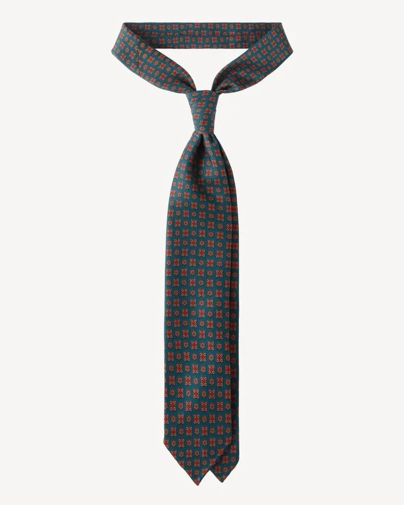 Viola Milano - Artisan Floral Handprinted Silk Tie - Green