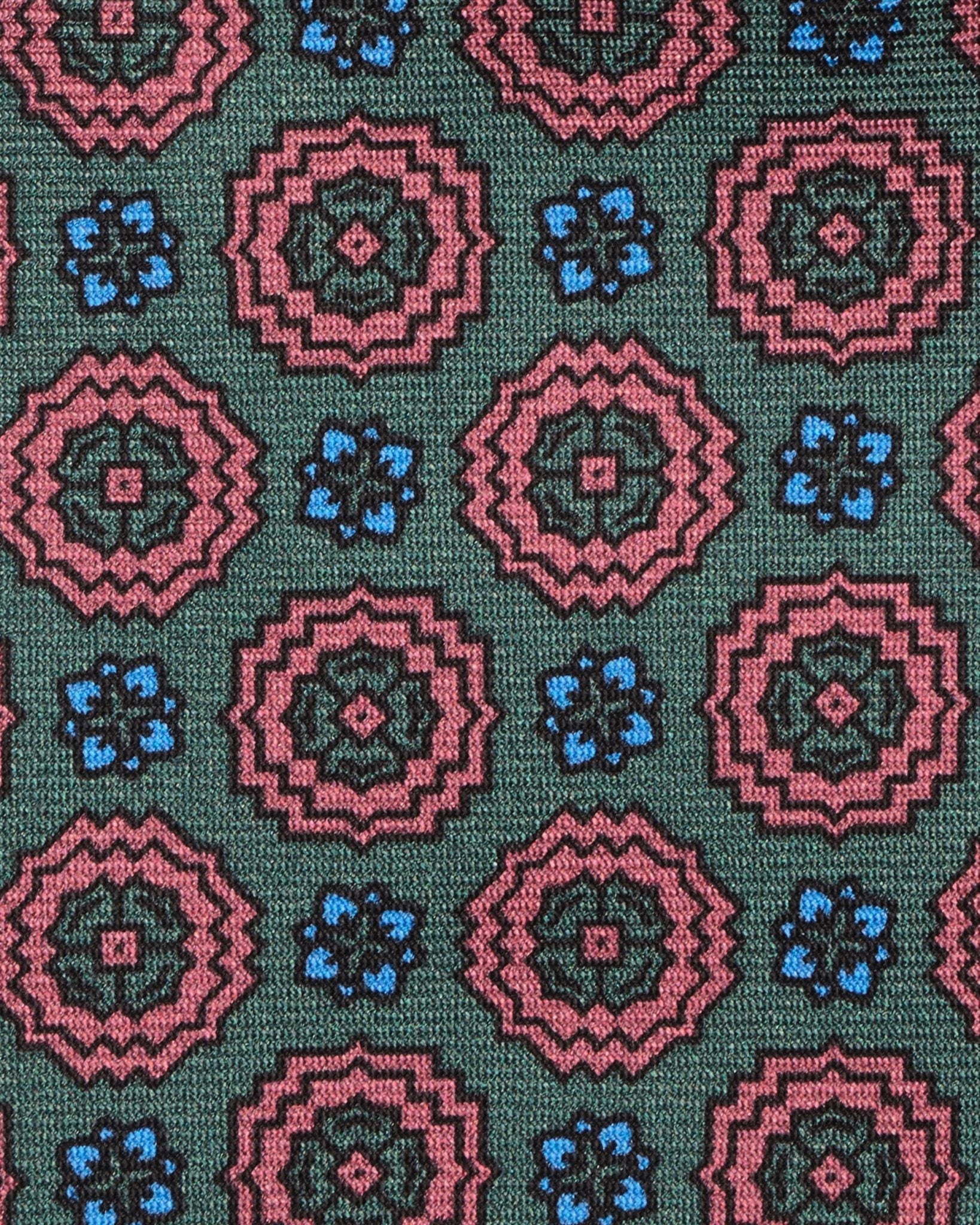 Viola Milano - Artisan Floral Selftipped Italian Silk Tie - Verde Viola Milano