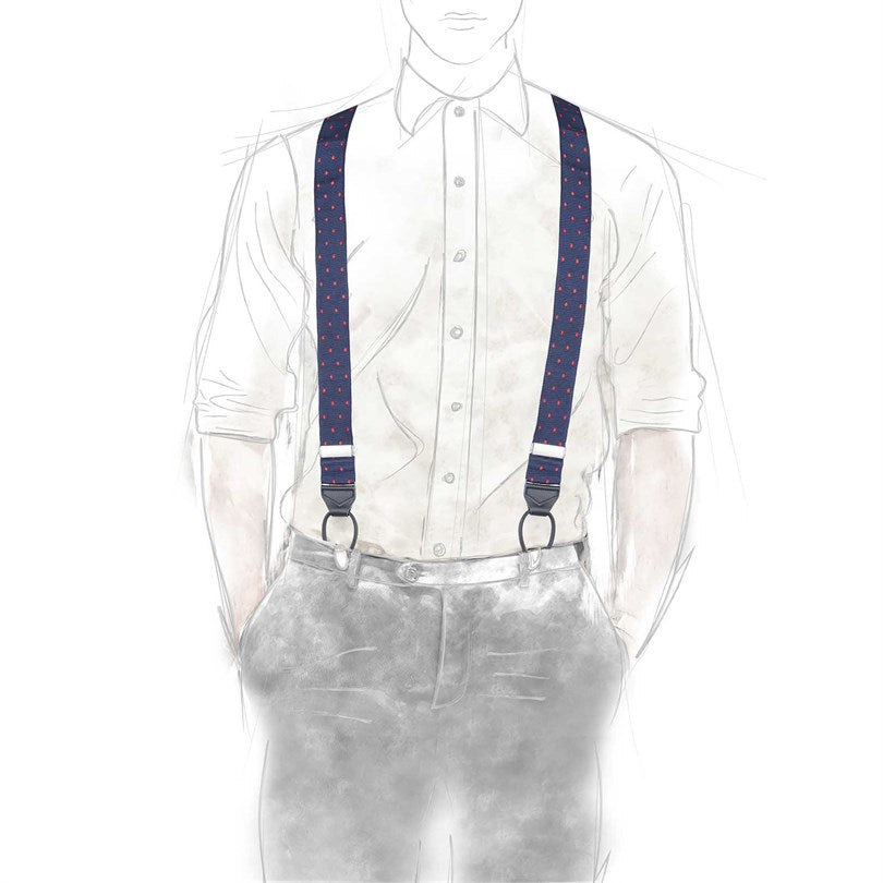 Rubinacci - Blue Polka Dot Braces Red