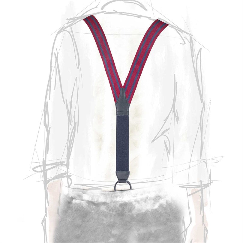 Rubinacci - Blue and Burgundy Striped Braces Rubinacci