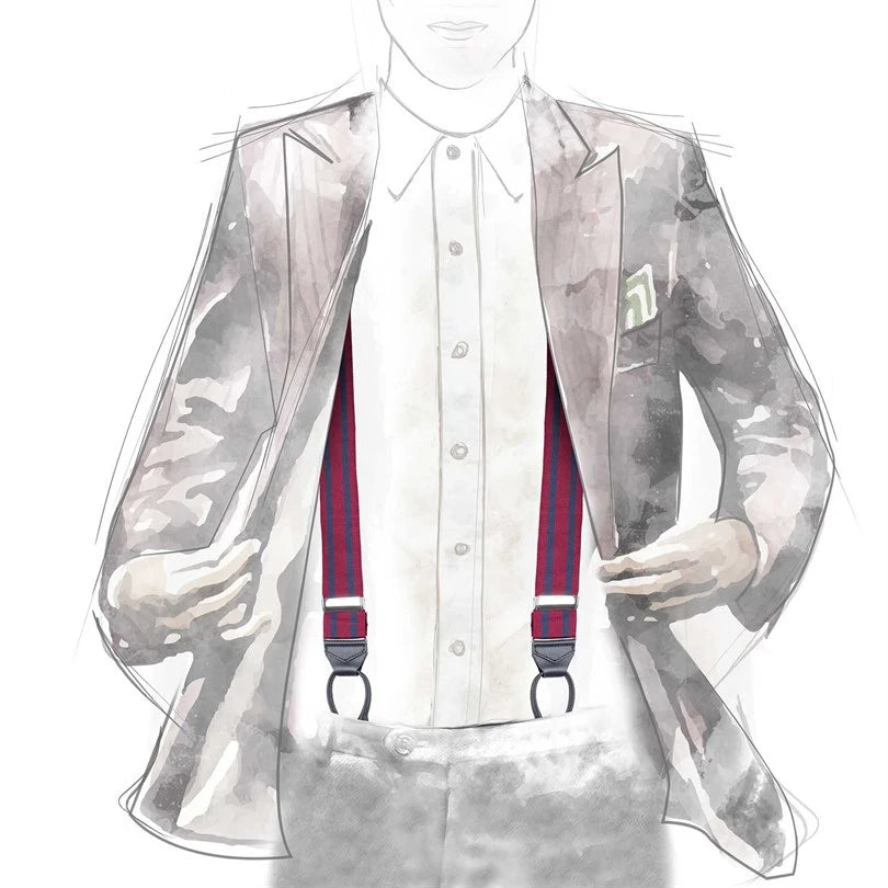 Rubinacci - Blue and Burgundy Striped Braces Rubinacci