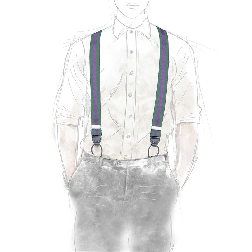 Rubinacci - Purple and Green Striped Braces