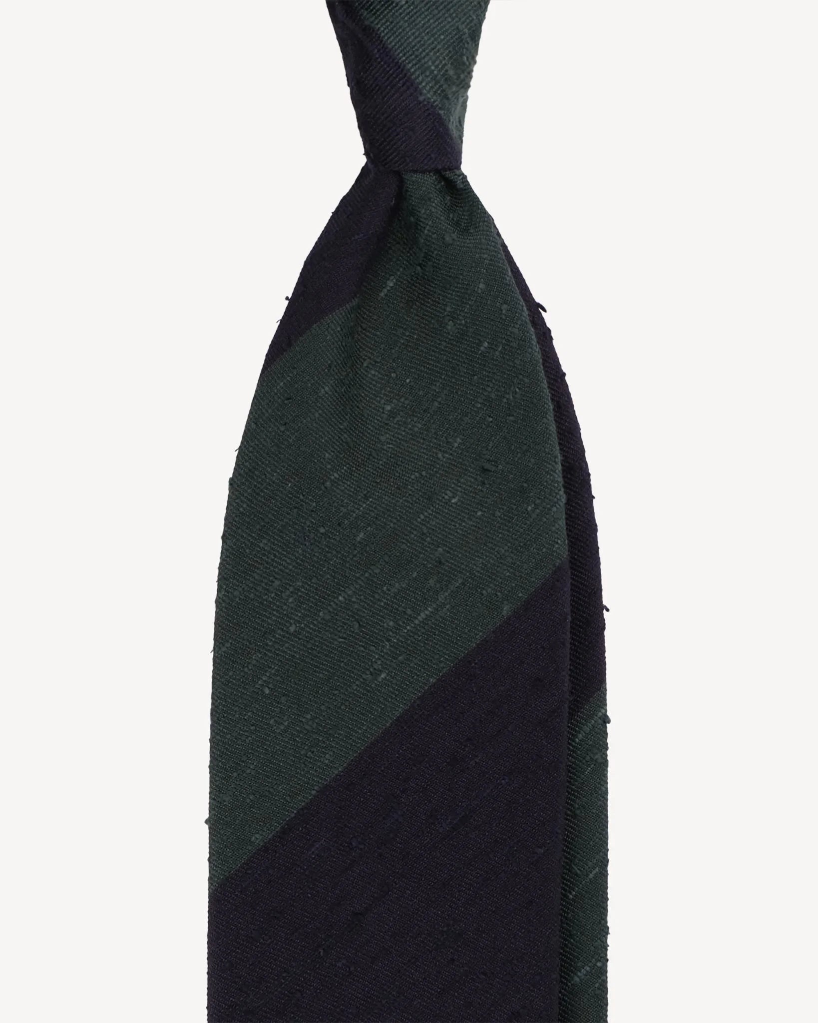 Viola Milano - Block Stripe Handrolled Woven Shantung Tie - Navy/Forest Viola Milano