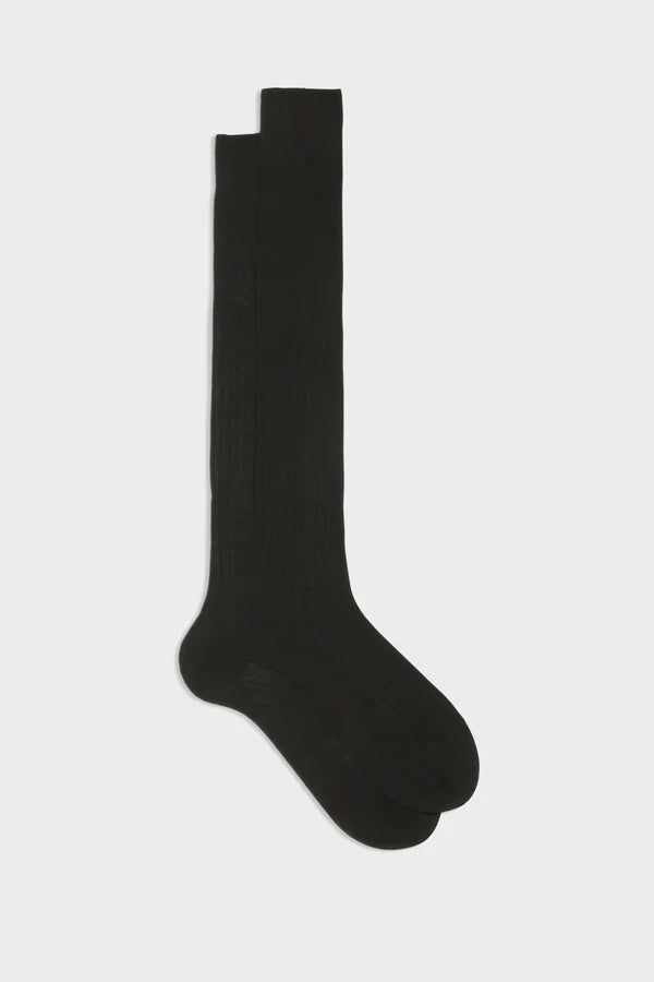 Bresciani - Calf Length Socks - Cesare 100% Cotton Socks | Black (014)