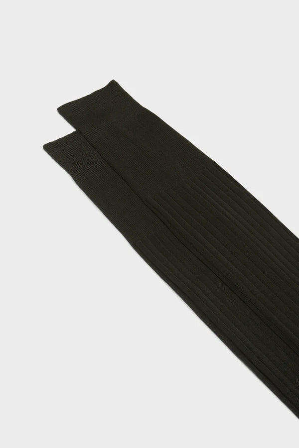 Bresciani - Calf Length Socks - Cesare 100% Cotton Socks | Black (014)