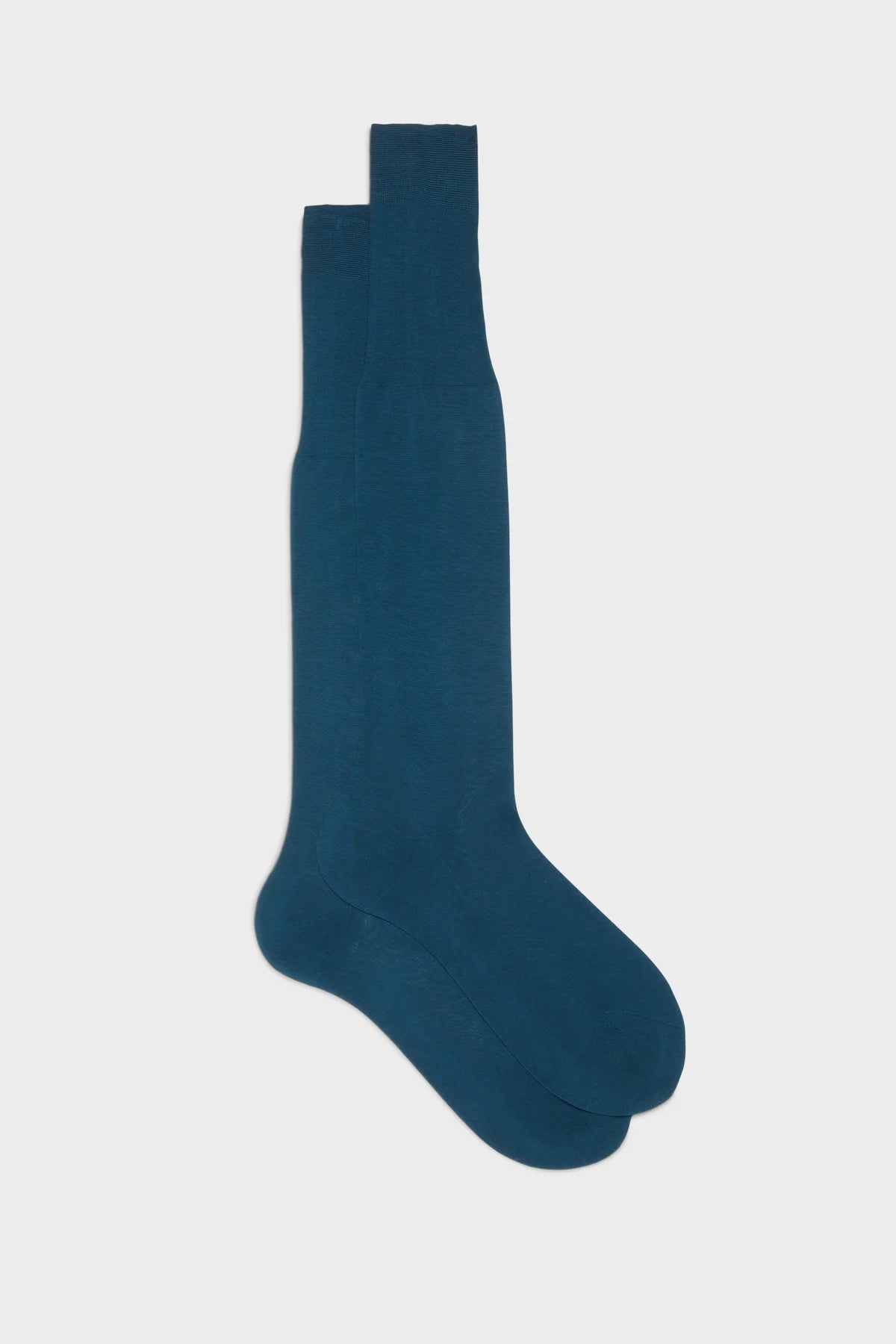 Bresciani - Knee Length Socks - Lorenzo 100% Cotton Socks | Bluette (018) - Blue