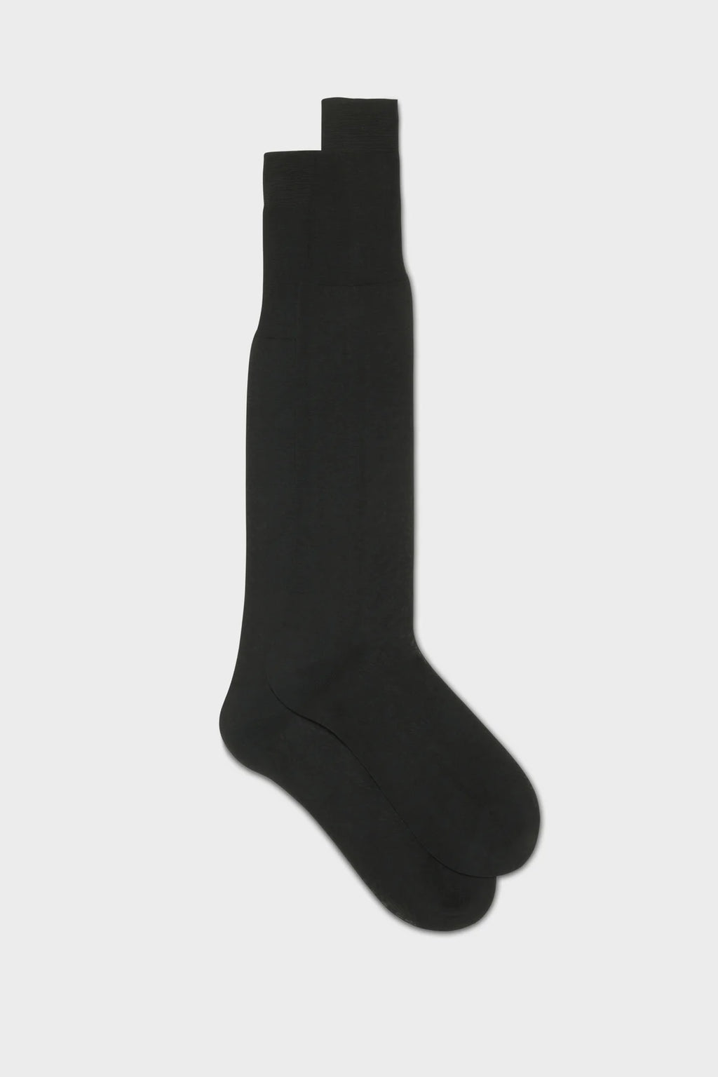 Bresciani - Knee Length Socks - Lorenzo 100% Cotton Socks | Antracite (004) - Charcoal