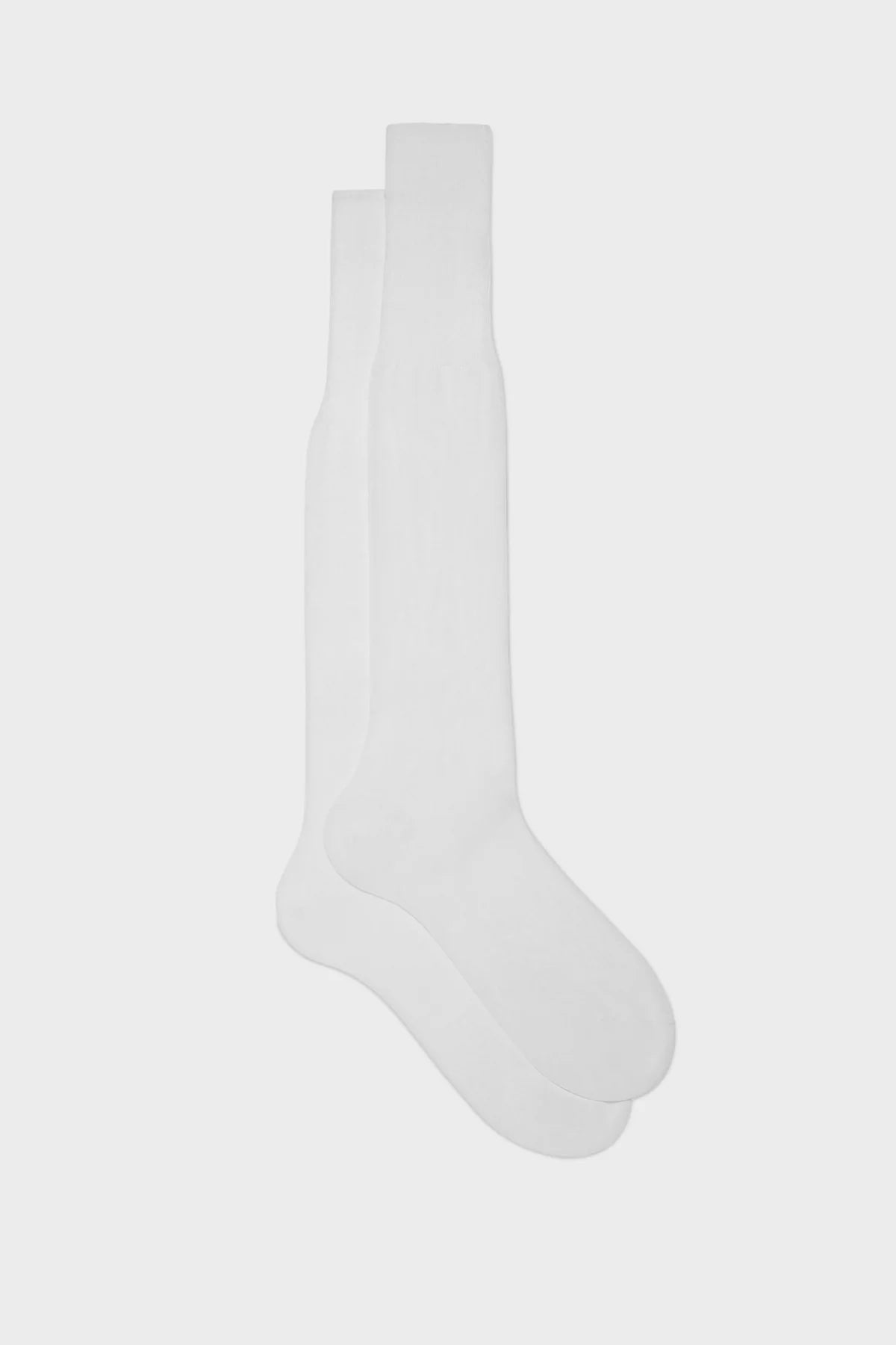 Bresciani - Knee Length Socks - Lorenzo 100% Cotton Socks | Bianco (007) - White Bresciani