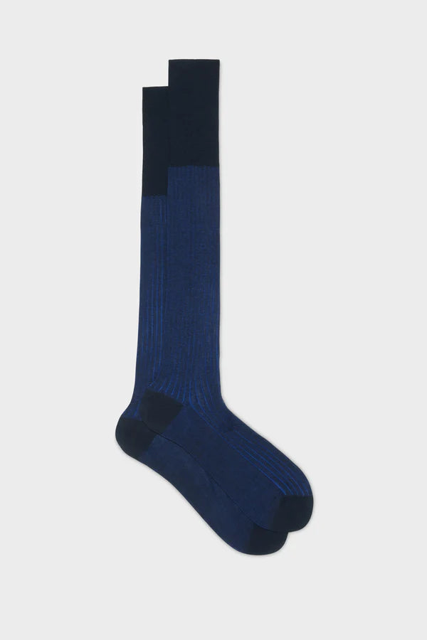 Bresciani - Calf Length Socks - Mario 100% Cotton Socks | Navy Blue (038) Bresciani