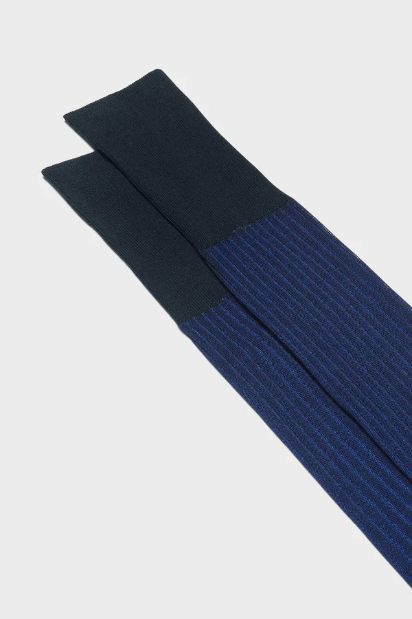 Bresciani - Calf Length Socks - Mario 100% Cotton Socks | Navy Blue (038) Bresciani