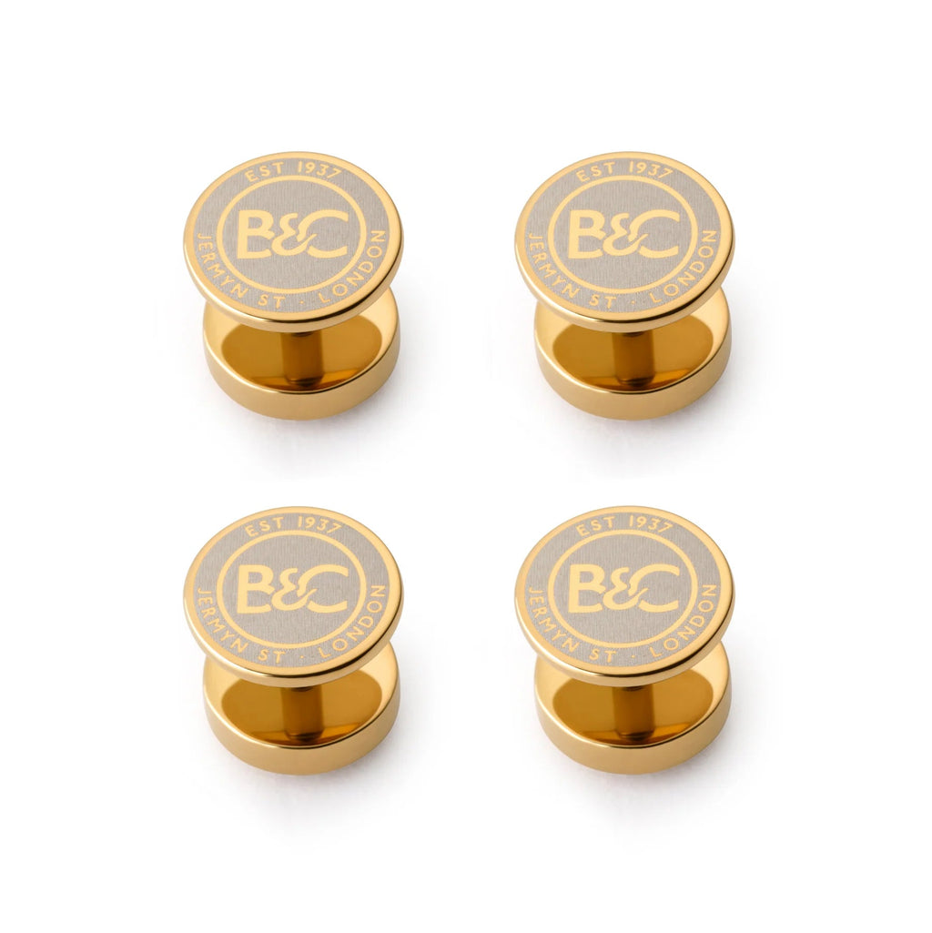 Benson & Clegg - Onyx Dress Studs In Gold Benson & Clegg