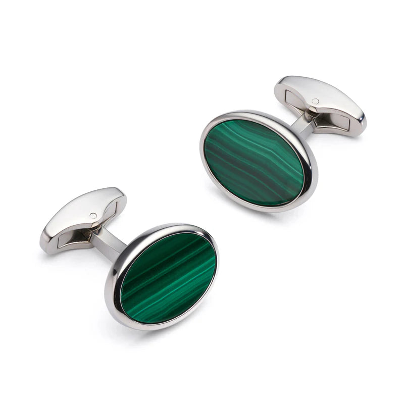 Benson & Clegg - Malachite Cufflinks In Silver
