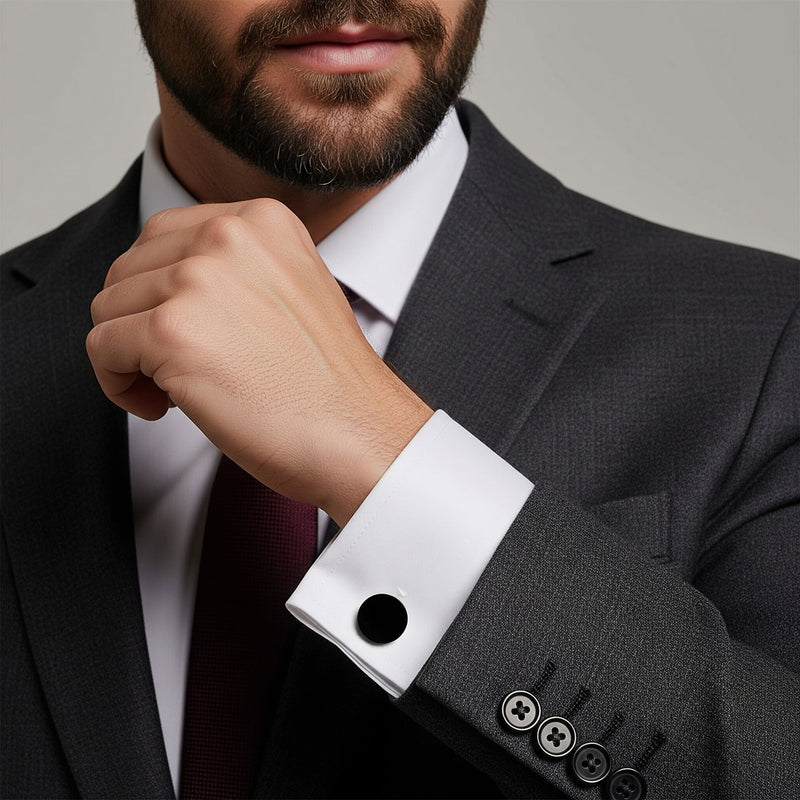 Benson & Clegg - Round Cufflinks In Black Benson & Clegg