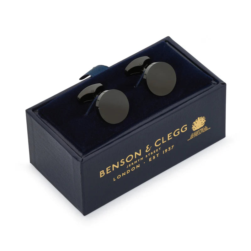 Benson & Clegg - Round Cufflinks In Black Benson & Clegg