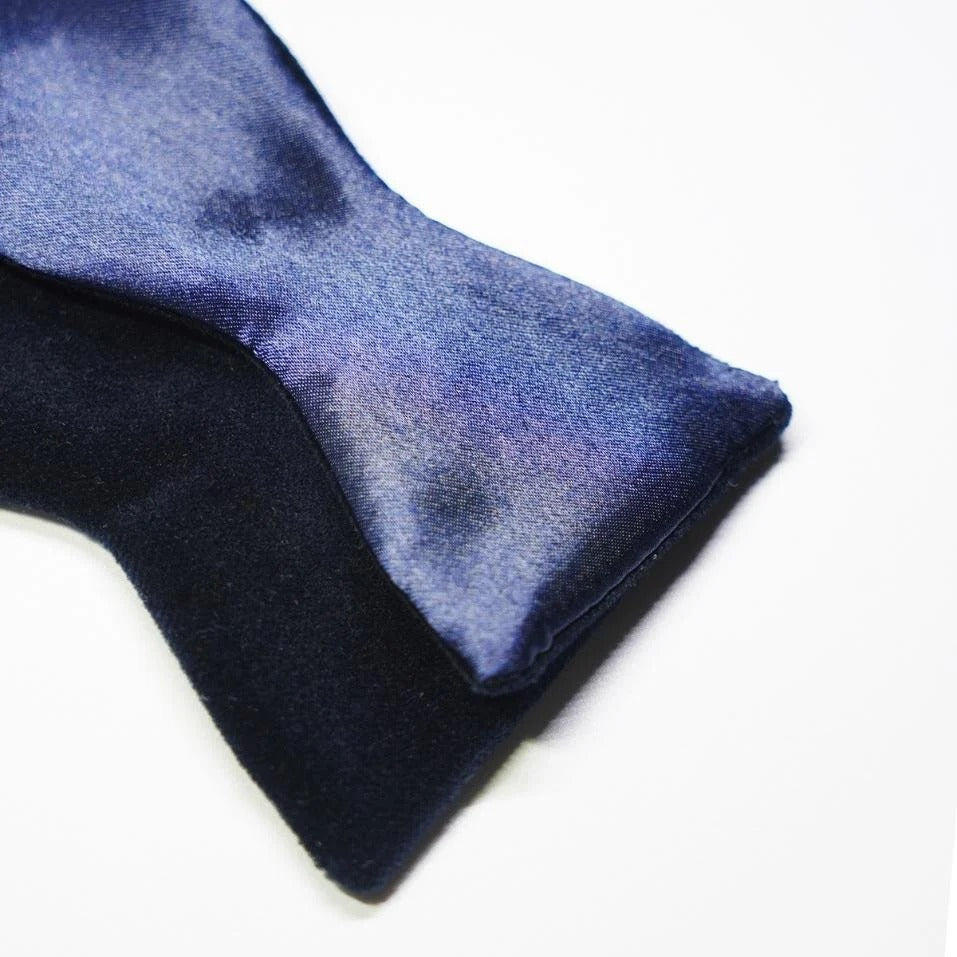Benson & Clegg - Navy Blue Velvet Self Tie Bow Tie