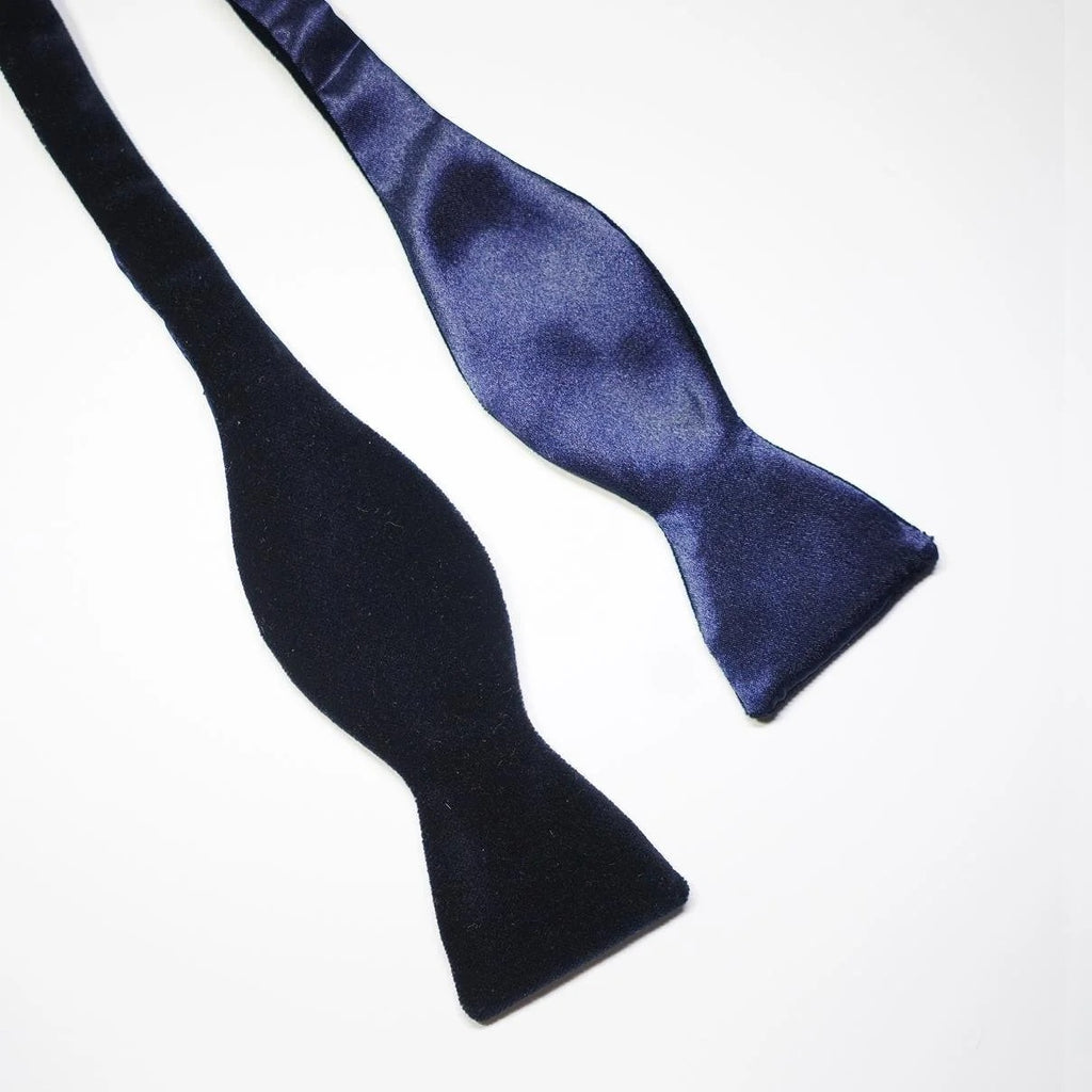 Benson & Clegg - Navy Blue Velvet Self Tie Bow Tie
