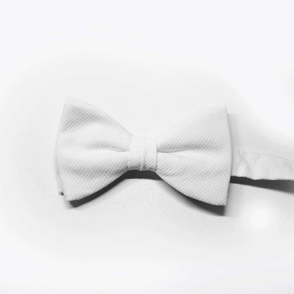 Benson & Clegg - White Piquet Cotton Ready Tied Bow Tie