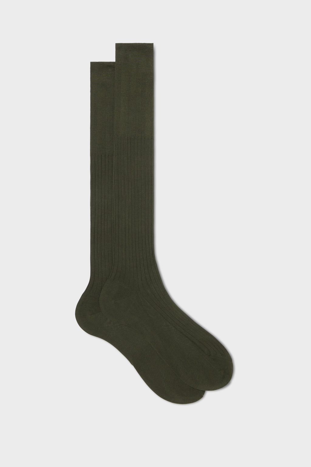 Bresciani - Knee Length Socks - Cesare 100% Cotton Socks | Military