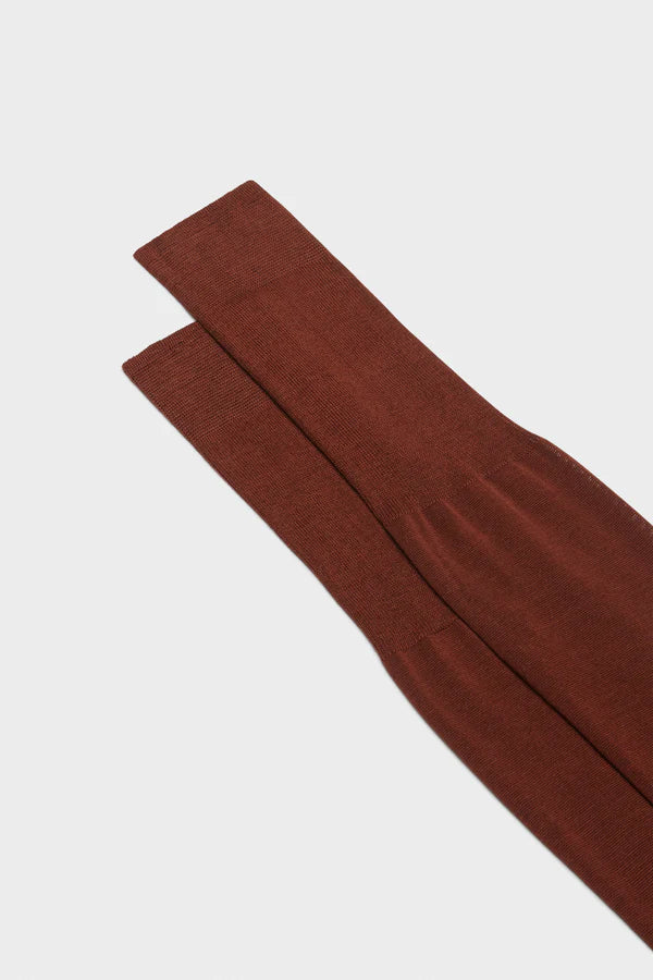 Bresciani - Calf Length Socks - Lorenzo 100% Cotton Socks | Granata (012) - Red Burnt Bresciani