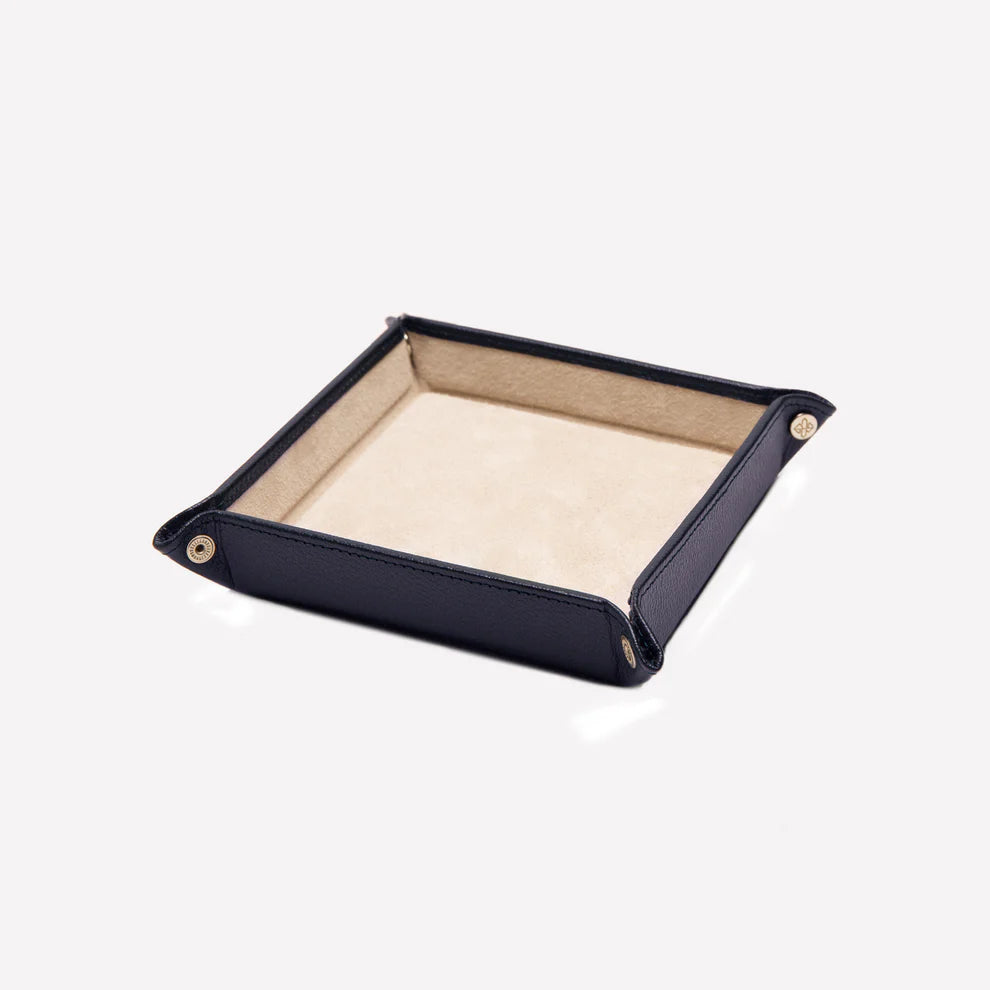 Ettinger - Capra Ecru Square Valet Tray - Marine Blue Ettinger