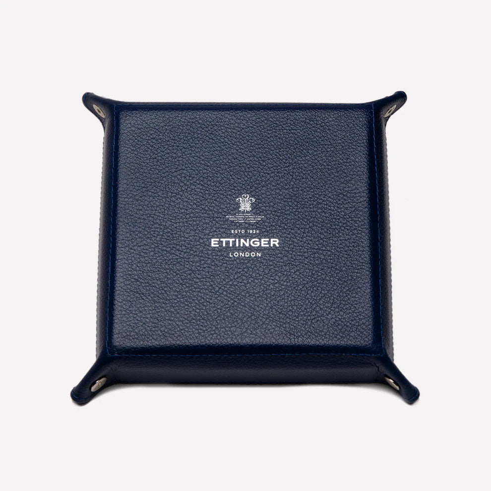 Ettinger - Capra Ecru Square Valet Tray - Marine Blue Ettinger
