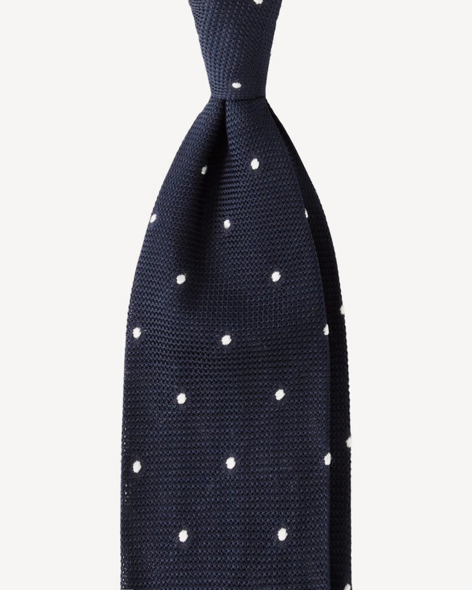 Viola Milano - Classic Polka Dot 3-Fold Grenadine Tie - Navy/White