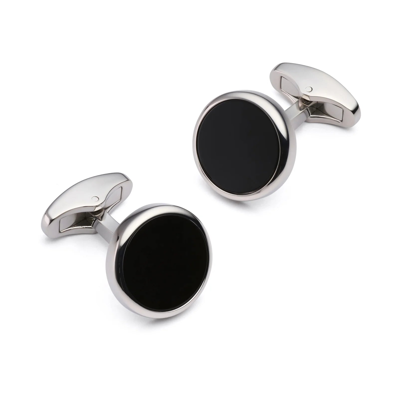 Benson & Clegg - Onyx Round Cufflinks in Silver