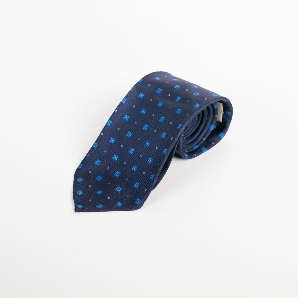 Spacca Neapolis -  Navy Geometric Patterned Silk Spacca Neapolis