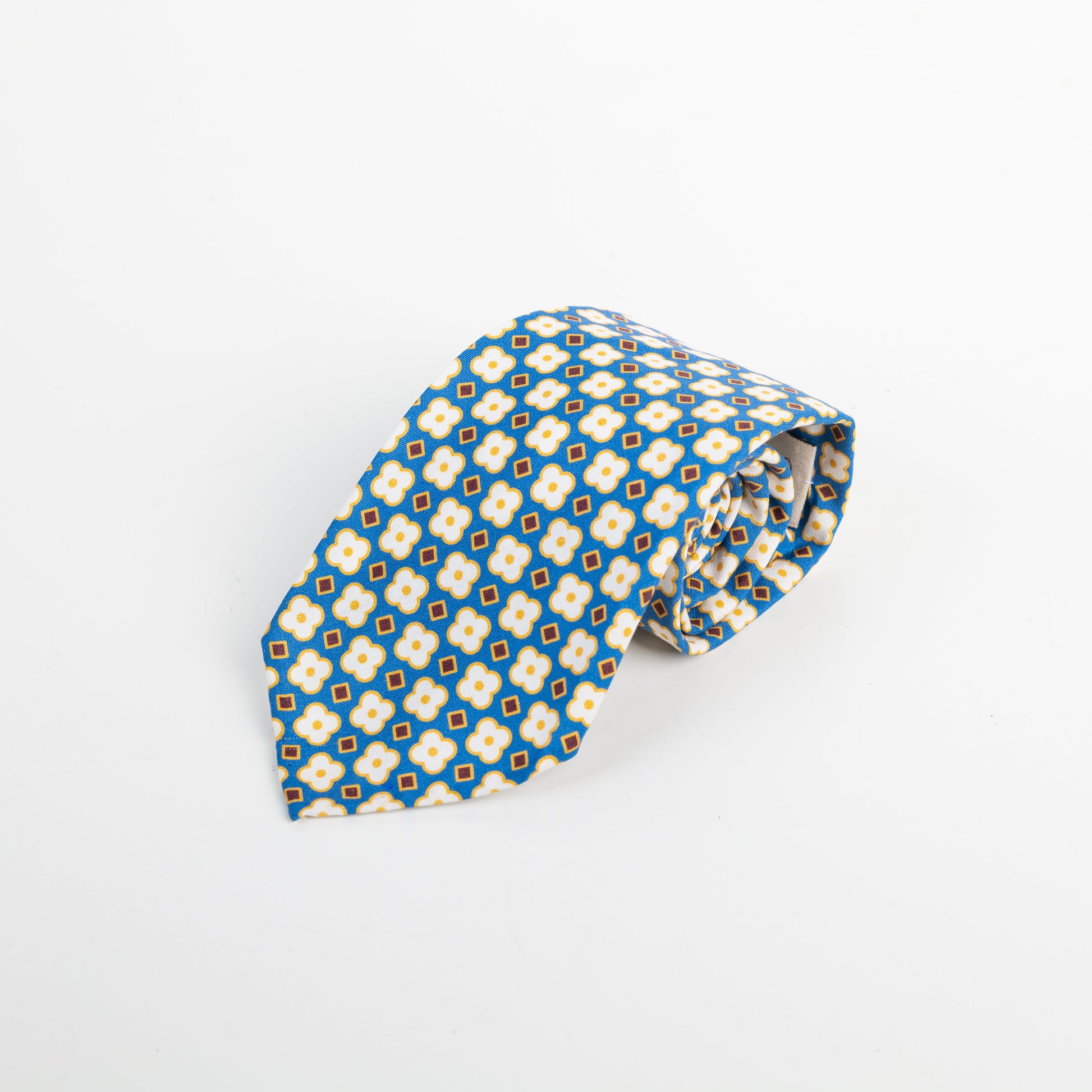 Spacca Neapolis -  White/Blue Patterned Silk Spacca Neapolis