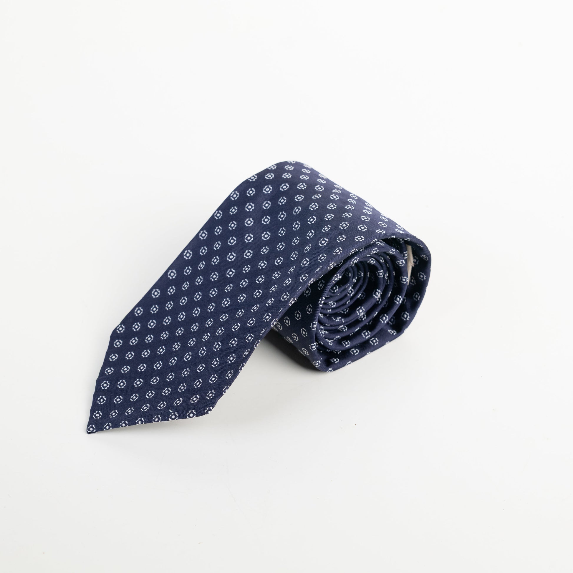 Spacca Neapolis -  Navy Circle Patterned Silk Spacca Neapolis