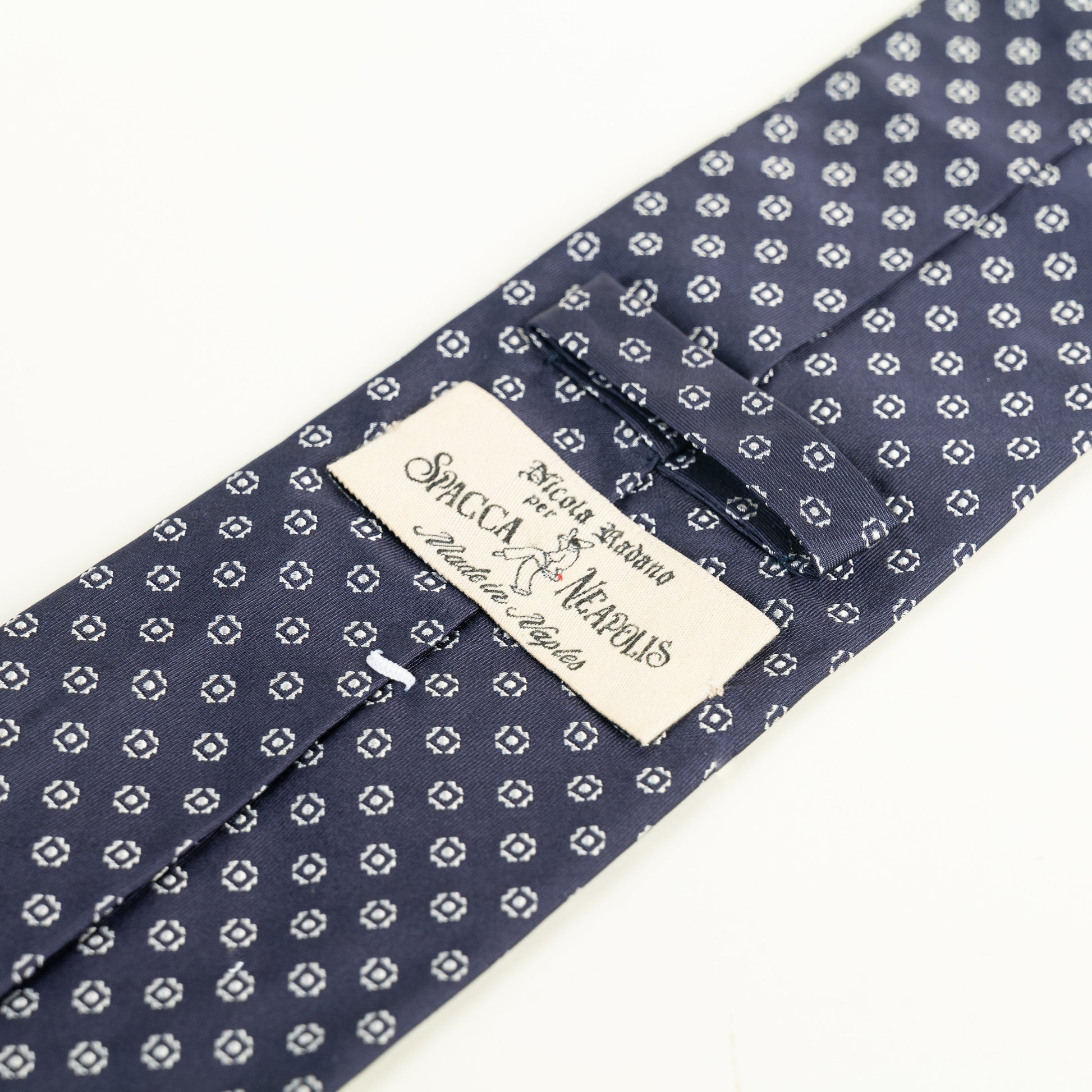 Spacca Neapolis -  Navy Circle Patterned Silk Spacca Neapolis