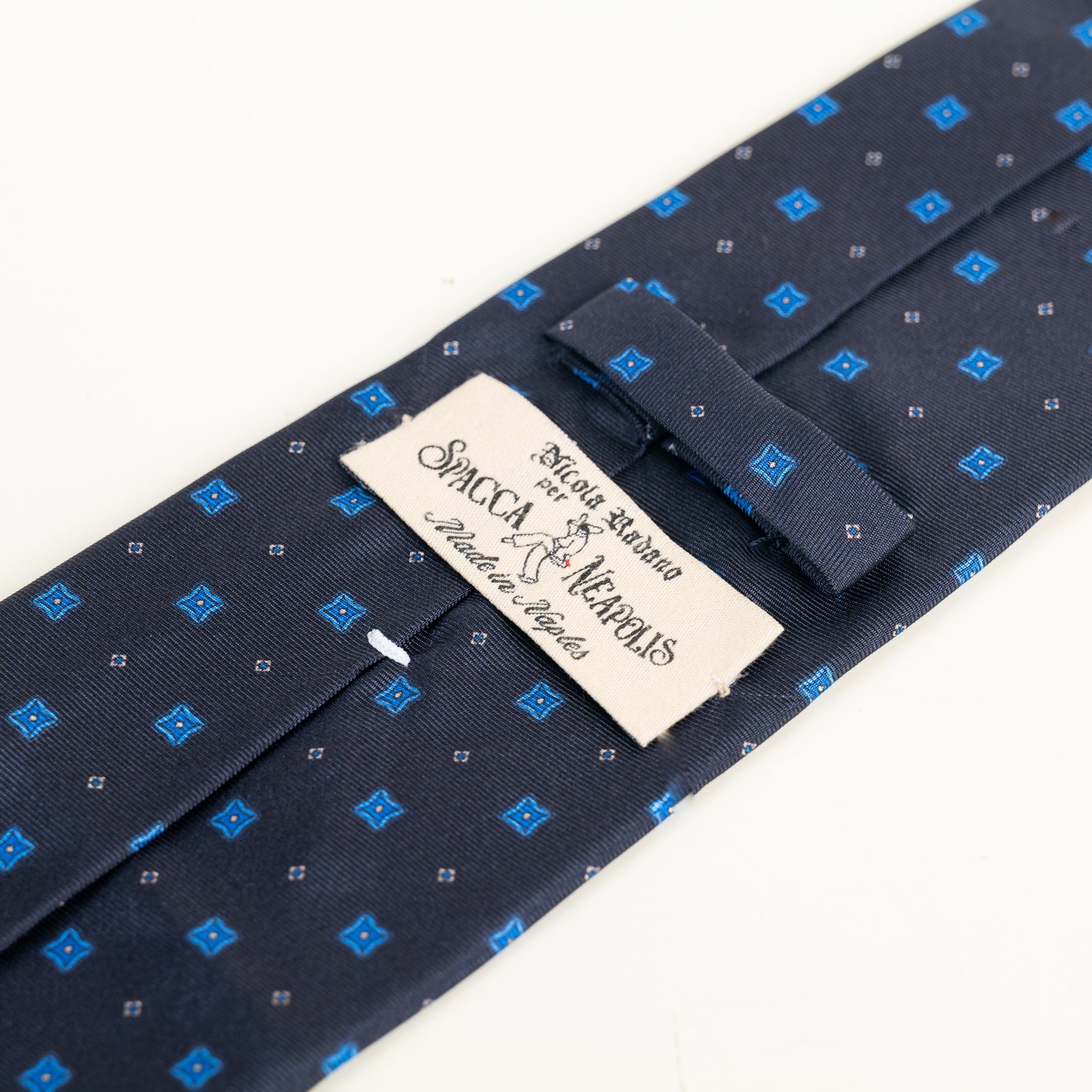 Spacca Neapolis -  Navy Geometric Patterned Silk Spacca Neapolis