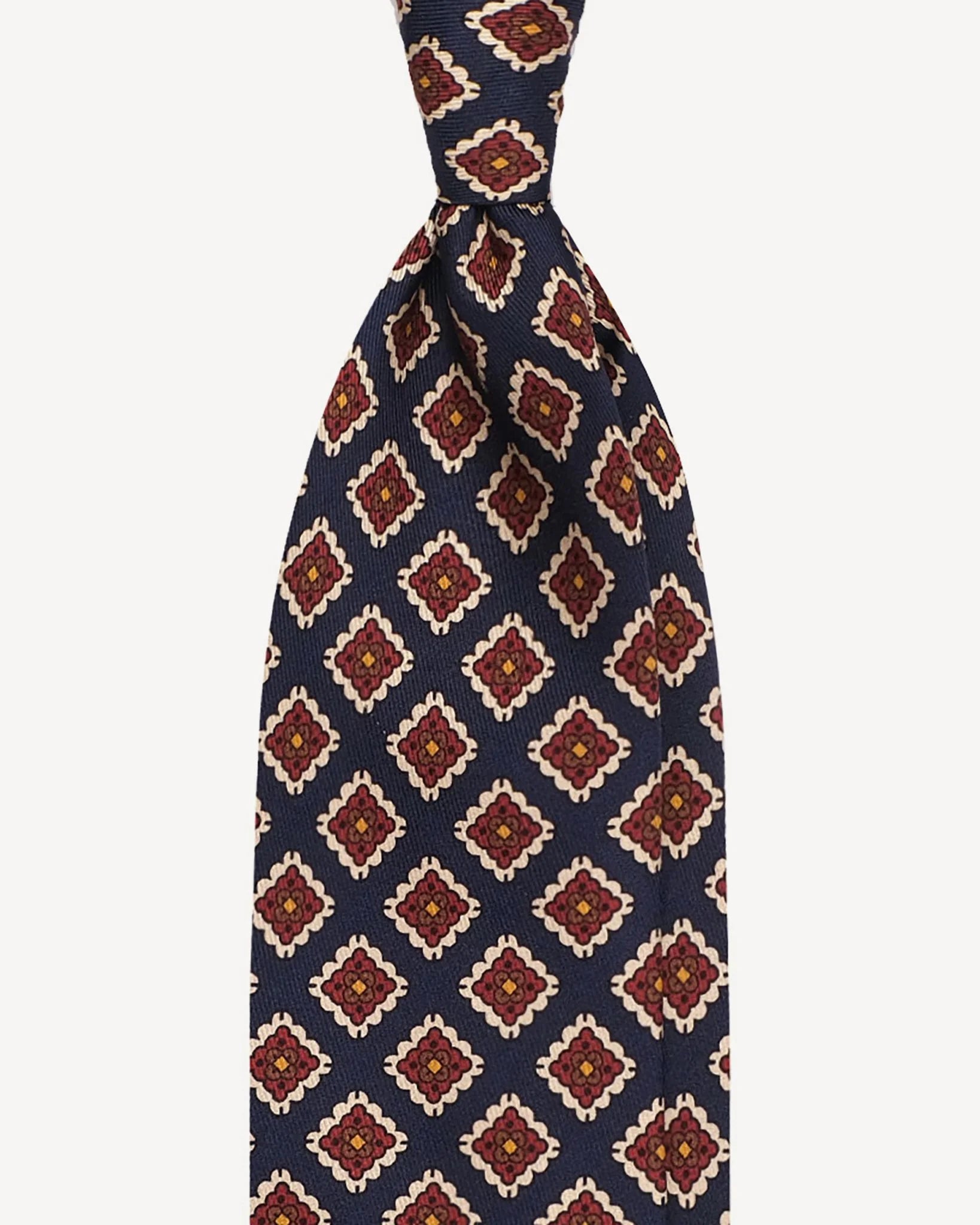 Viola Milano - Diamond Floral SELFTIPPED SILK TIE - Navy