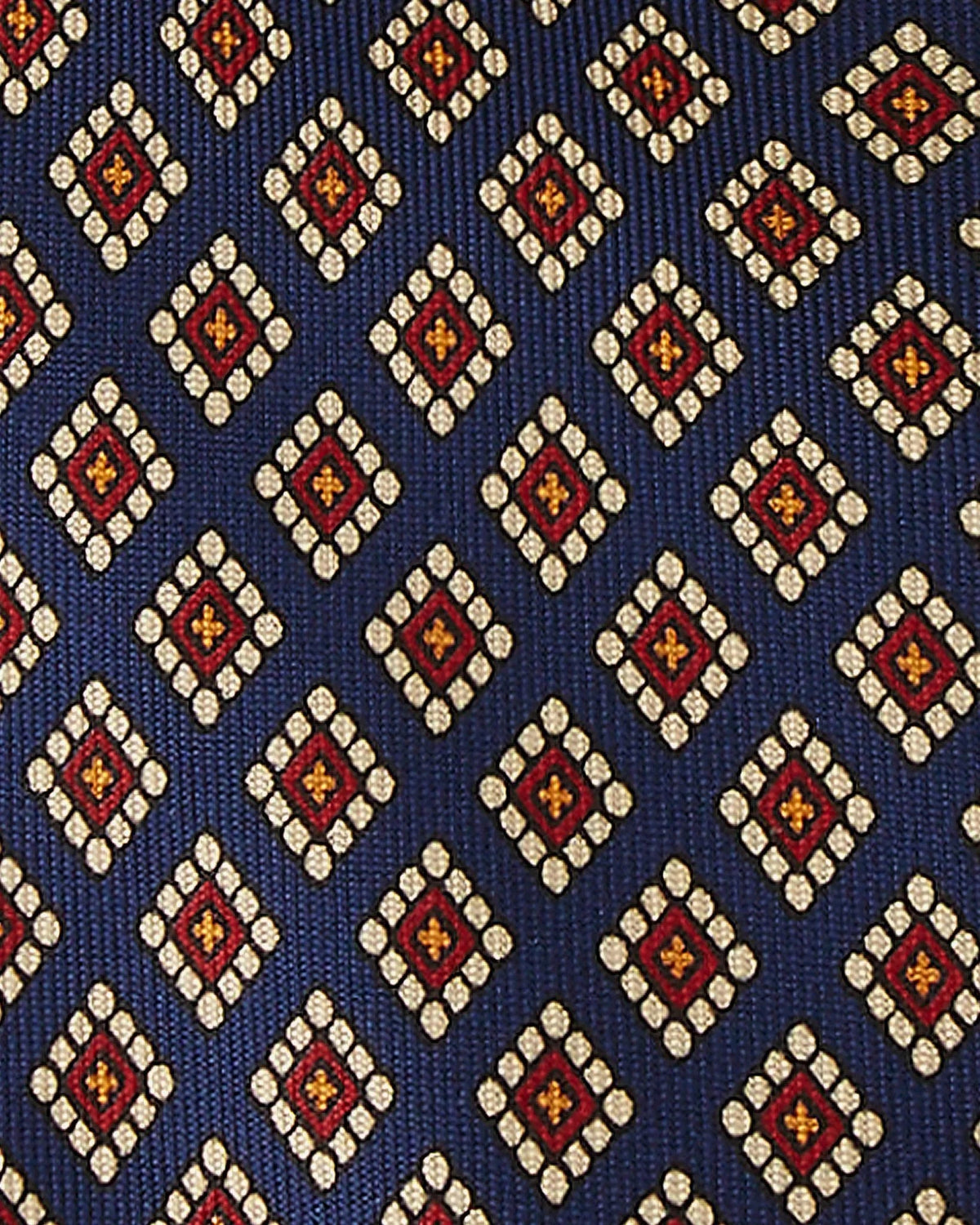 Viola Milano - Diamond Pattern 3-fold Handprinted Selftipped silk tie - Navy Viola Milano