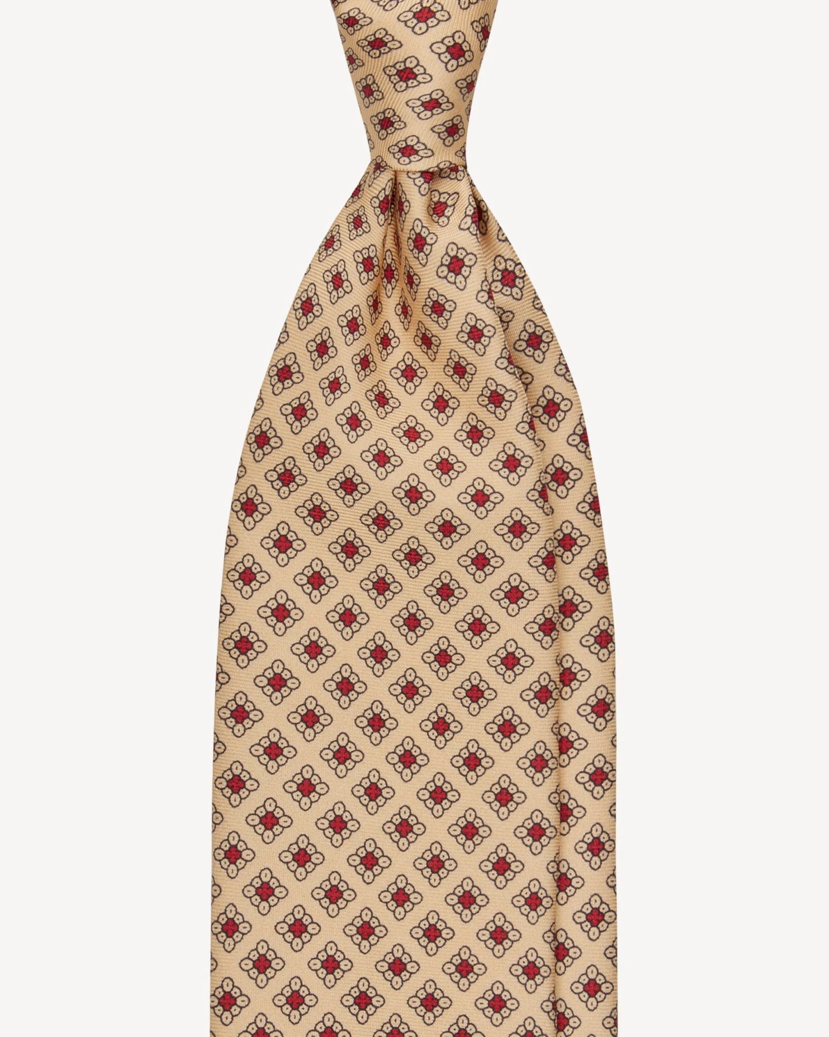 Viola Milano - Diamond Pattern 3-fold Handprinted Silk Tie - Yellow Viola Milano