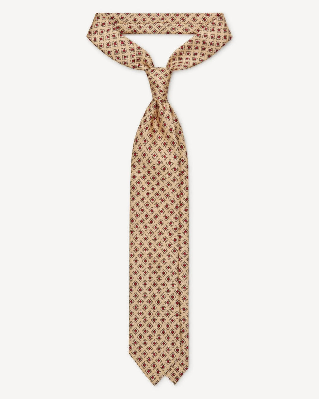 Viola Milano - Diamond Pattern 3-fold Handprinted Silk Tie - Yellow Viola Milano