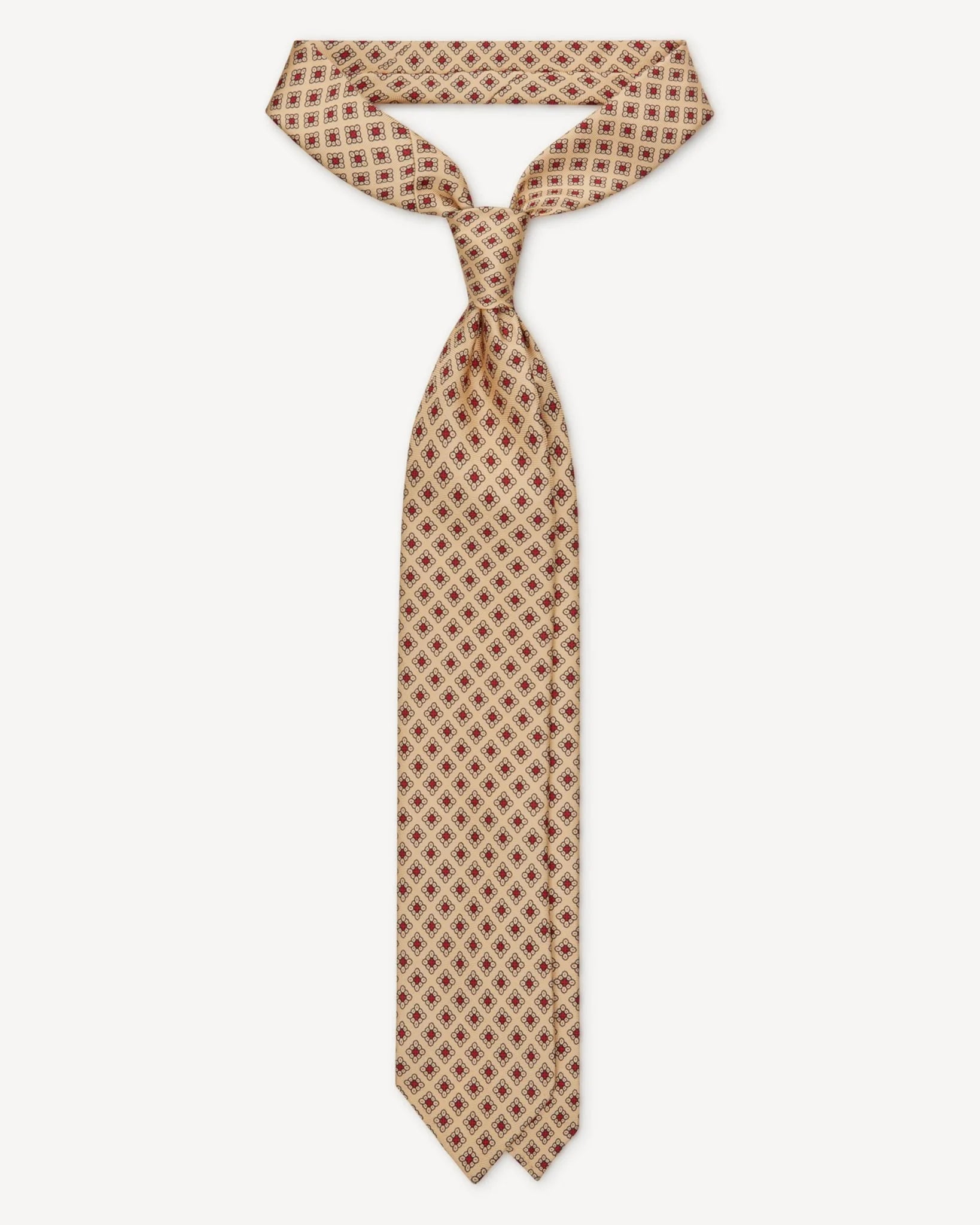 Viola Milano - Diamond Pattern 3-fold Handprinted Silk Tie - Yellow Viola Milano