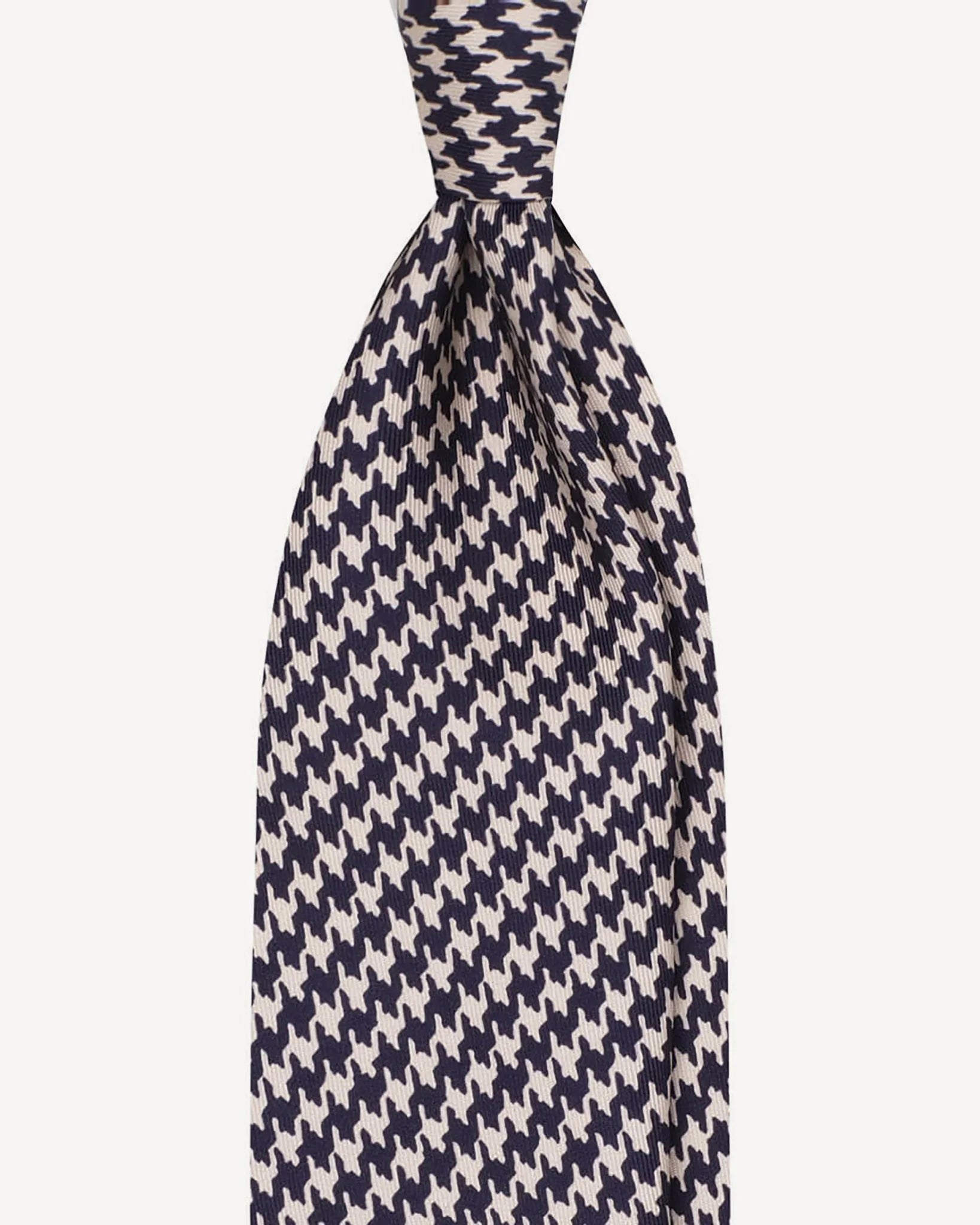 Viola Milano - Dogtooth Selftipped Italian Silk Tie - Navy