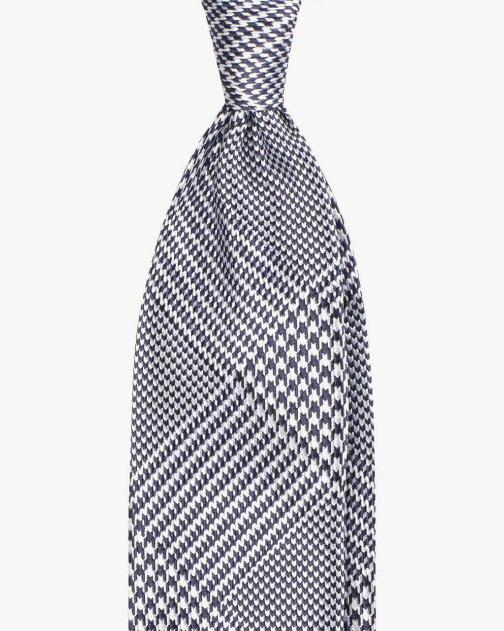 Viola Milano - Prince of Wales Handrolled Woven Silk Jacquard Tie - Navy Mix Viola Milano