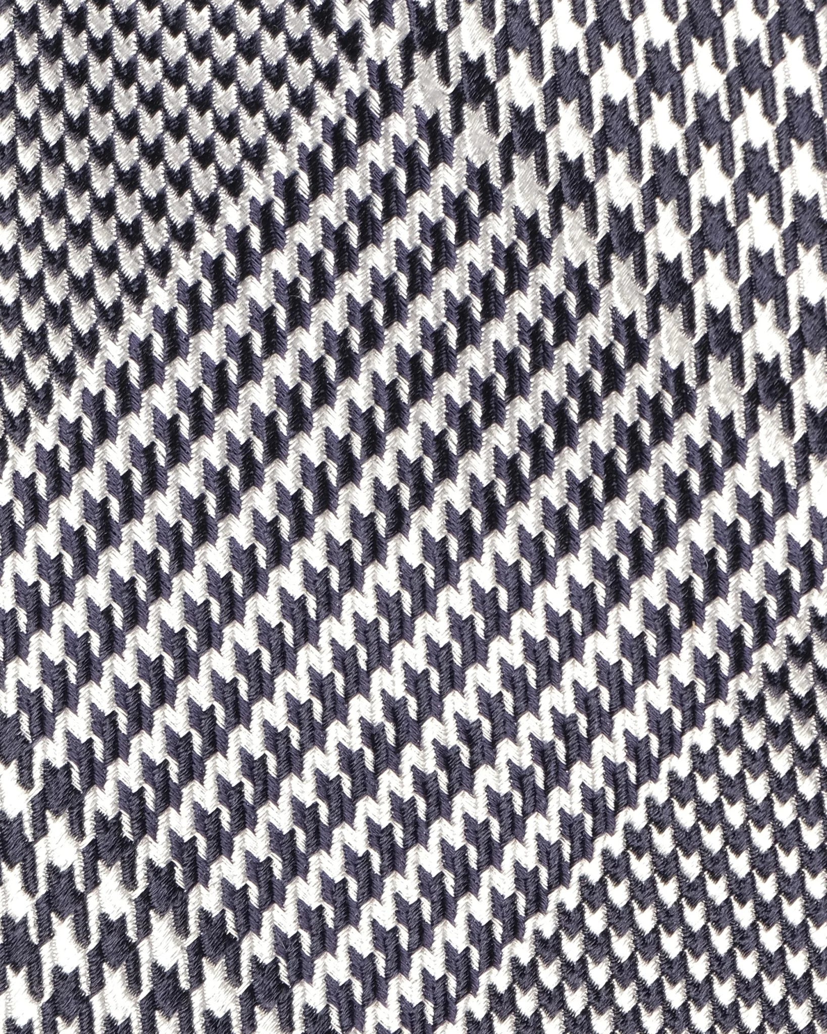 Viola Milano - Prince of Wales Handrolled Woven Silk Jacquard Tie - Navy Mix Viola Milano