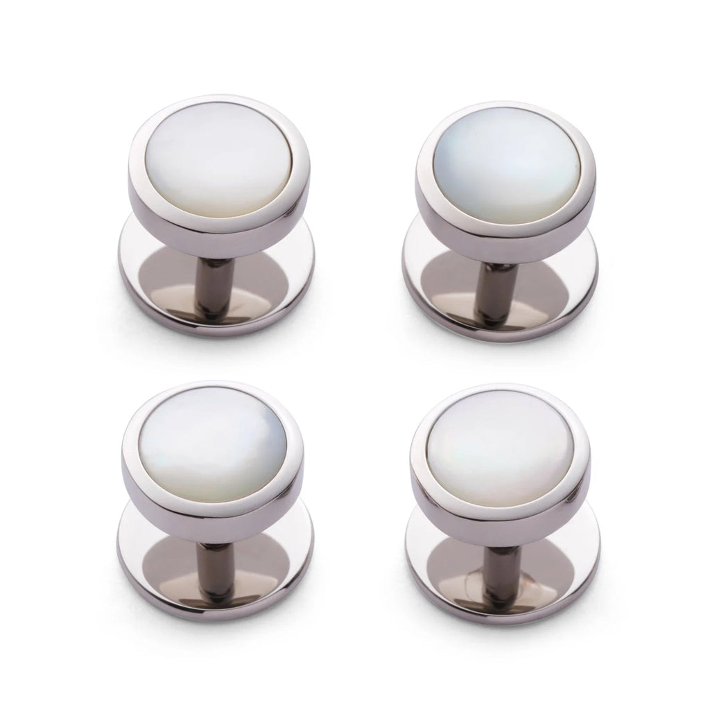 Benson & Clegg - Mother Of Pearl Dress Studs In Silver Benson & Clegg