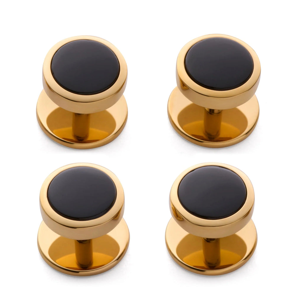 Benson & Clegg - Onyx Dress Studs In Gold Benson & Clegg
