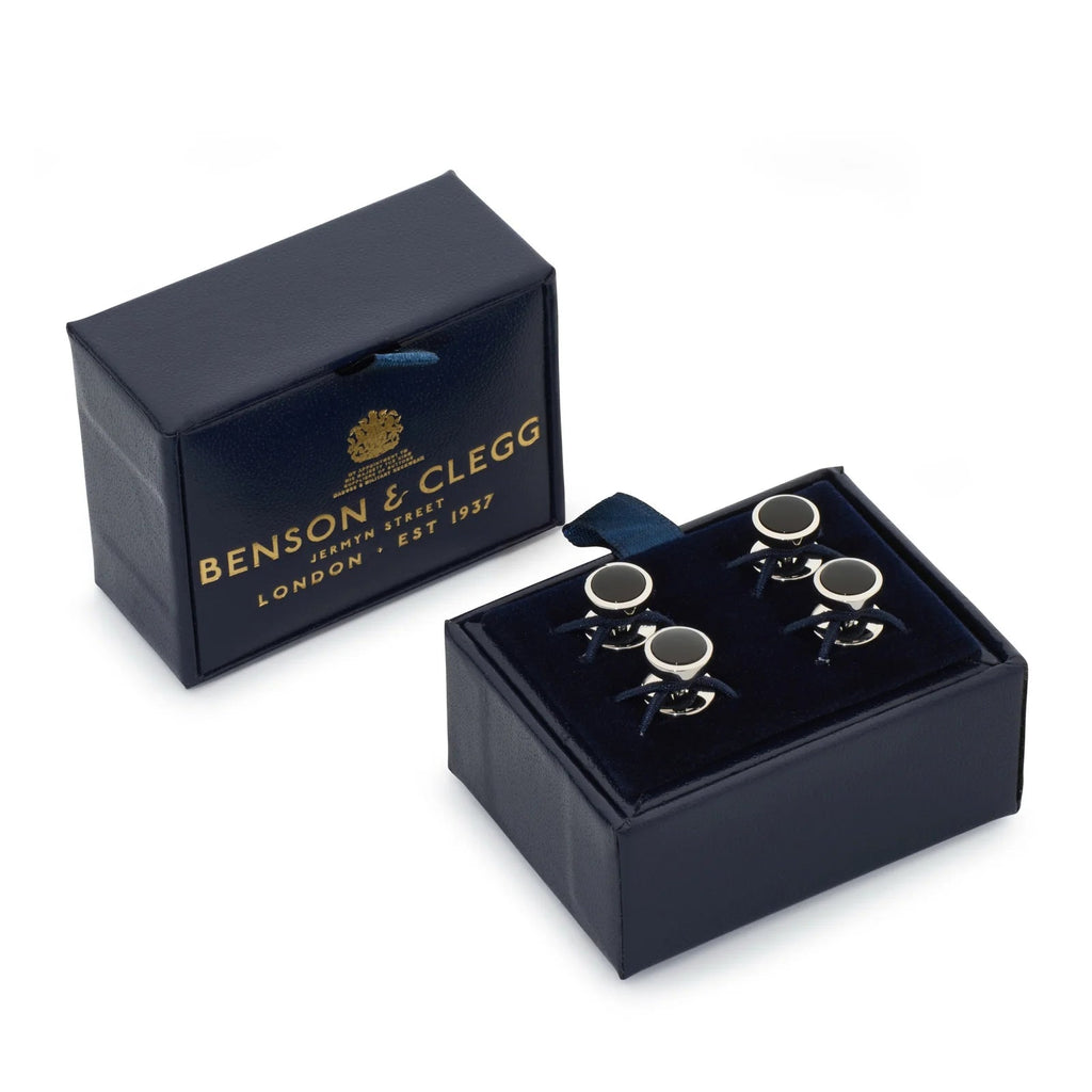 Benson & Clegg - Onyx Dress Studs In Silver Benson & Clegg