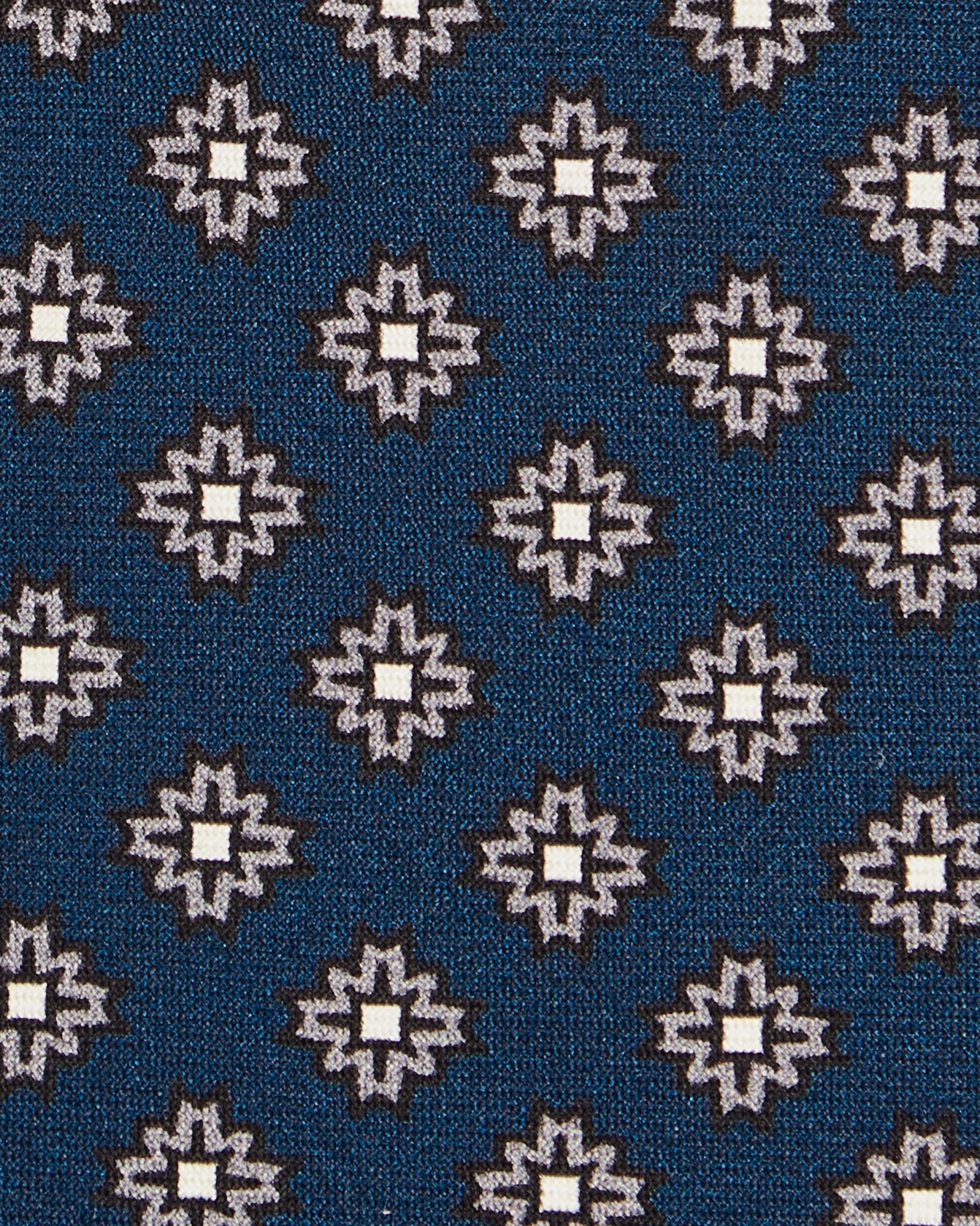 Viola Milano - Floral Pattern Selftipped Italian silk tie - Navy/Grey