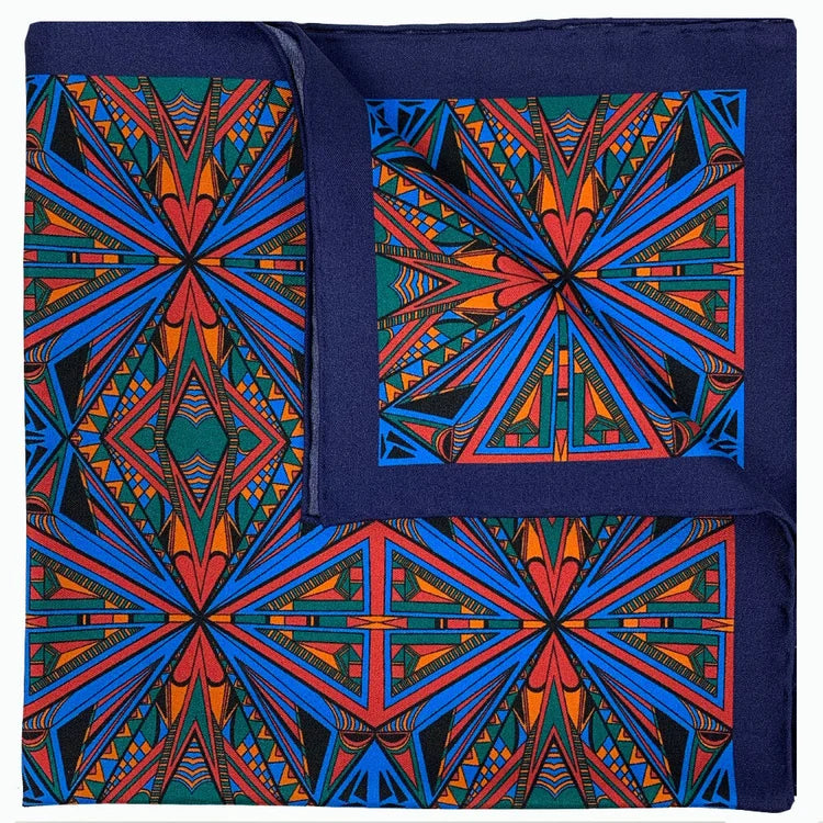 Millie Bridget Henry - Geometric Pocket Square in Navy