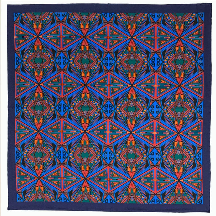 Millie Bridget Henry - Geometric Pocket Square in Navy