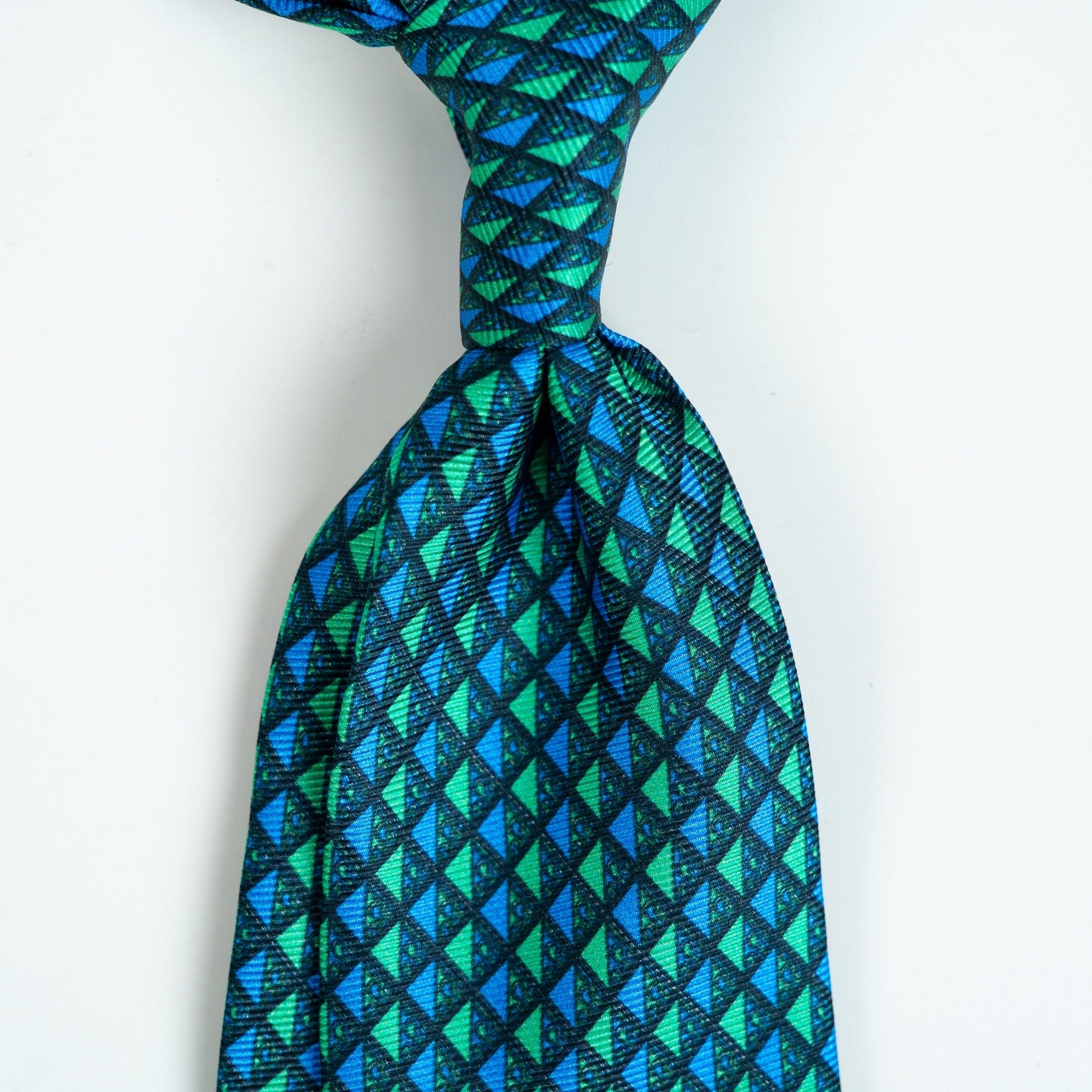 Spacca Neapolis - Blue Geometric Patterned Silk Tie Spacca Neapolis
