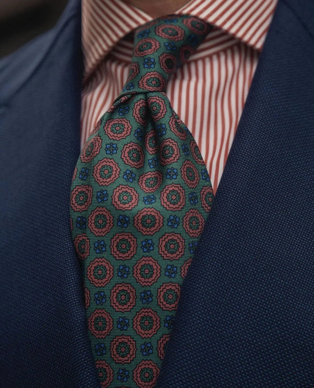 Viola Milano - Artisan Floral Selftipped Italian Silk Tie - Verde Viola Milano